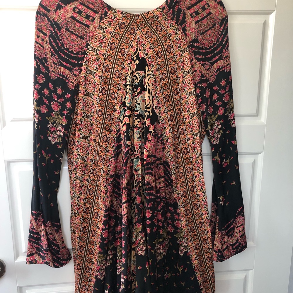 Free People, bohemian, long sleeve mini dress, size small